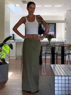 bec + bridge Olive Green Maxi Skirt